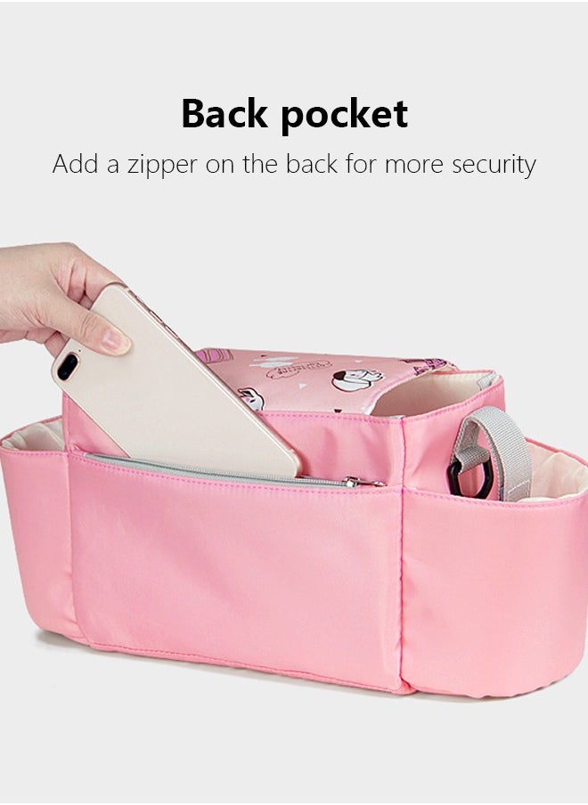 Baby stroller bag multifunctional universal large capacity pink baby stroller storage bag stroller mobile phone bag suitable for outdoor