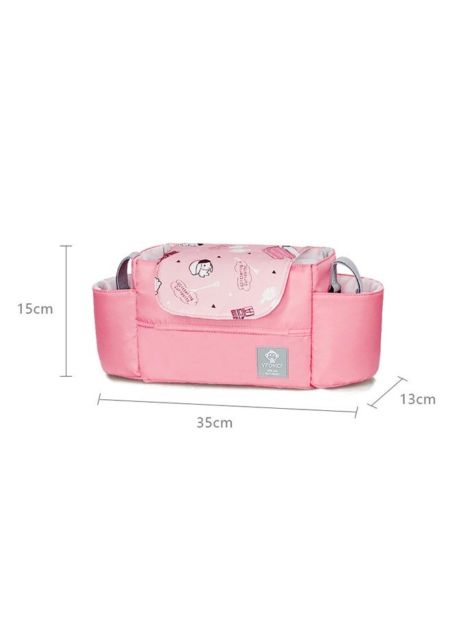 Baby stroller bag multifunctional universal large capacity pink baby stroller storage bag stroller mobile phone bag suitable for outdoor