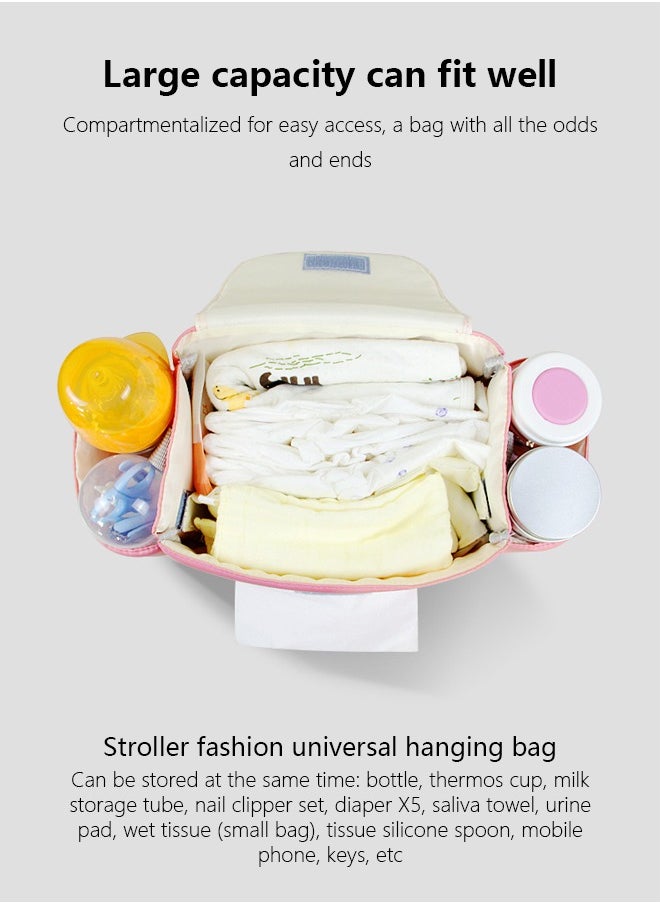 Baby stroller bag multifunctional universal large capacity pink baby stroller storage bag stroller mobile phone bag suitable for outdoor