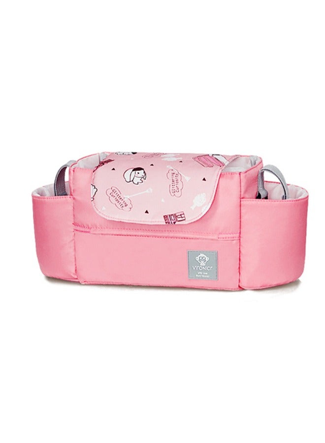 أوكيوز حقيبة عربة أطفال متعددة الوظائف عالمية ذات سعة كبيرة وردية اللون حقيبة تخزين عربة أطفال حقيبة هاتف محمول مناسبة للخارجية - Image 2