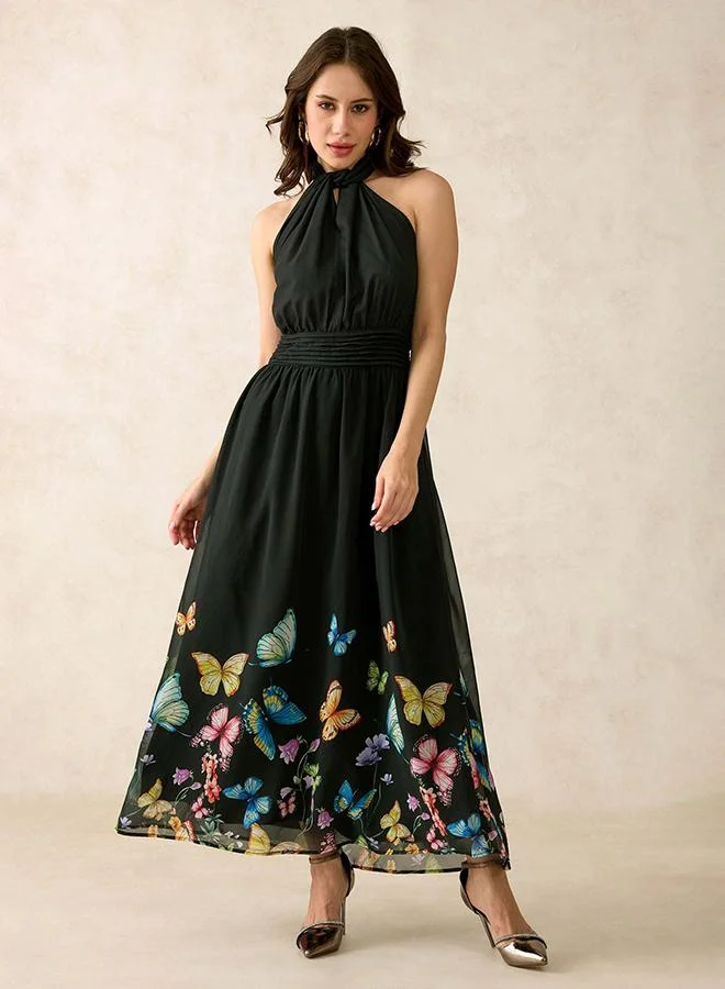 Virgio VIRGIO Georgette Halter Neck Maxi Dress