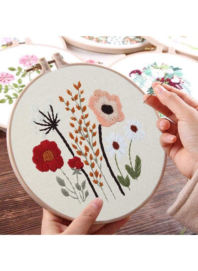 3 Pack Embroidery Starter Kit for Beginners Stamped Cross Stitch Kits with Cute Flowers and Plants Patterns for Adults Kids - Image 4