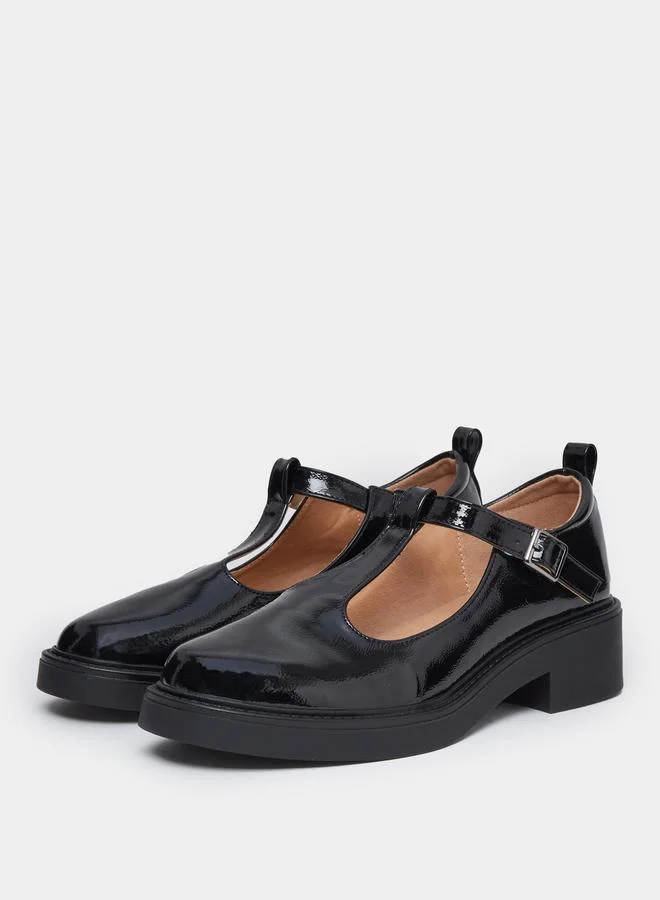 Styli Styli Black Leather Look Mary Jane Shoes