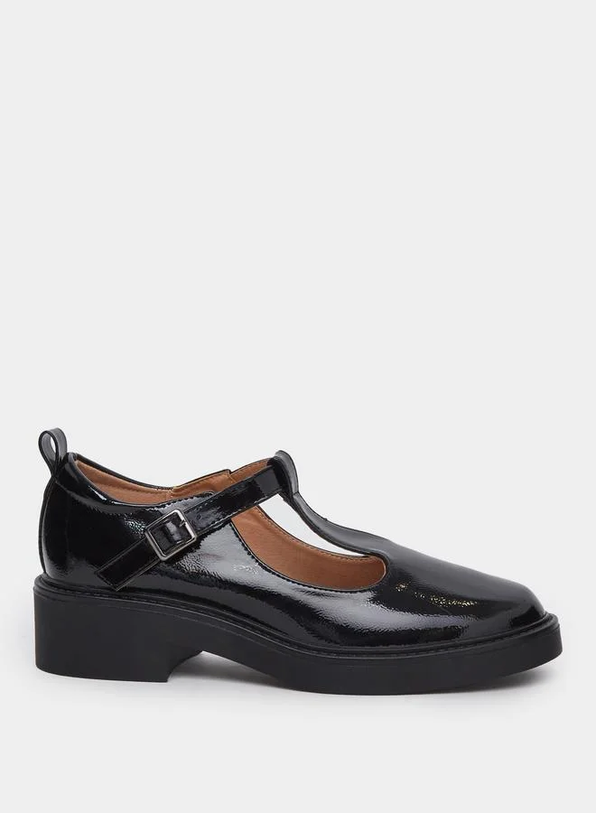 Styli Styli Black Leather Look Mary Jane Shoes