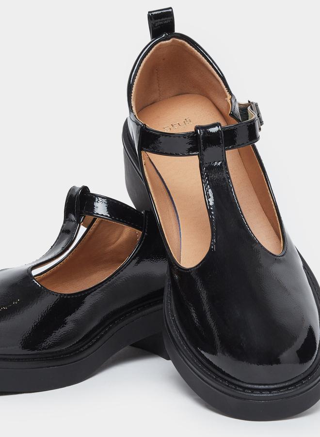 ستايلي حذاء ماري جين جلد أسود - Image 3