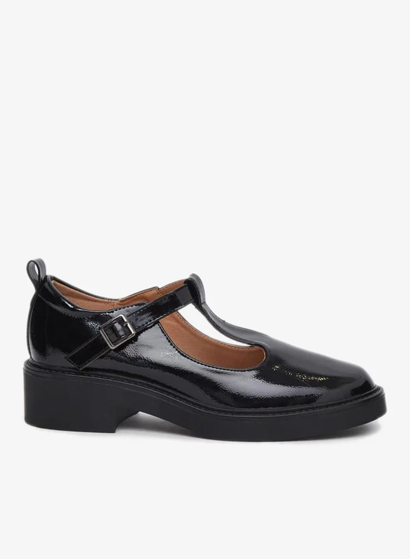 Styli Styli Black Leather Look Mary Jane Shoes