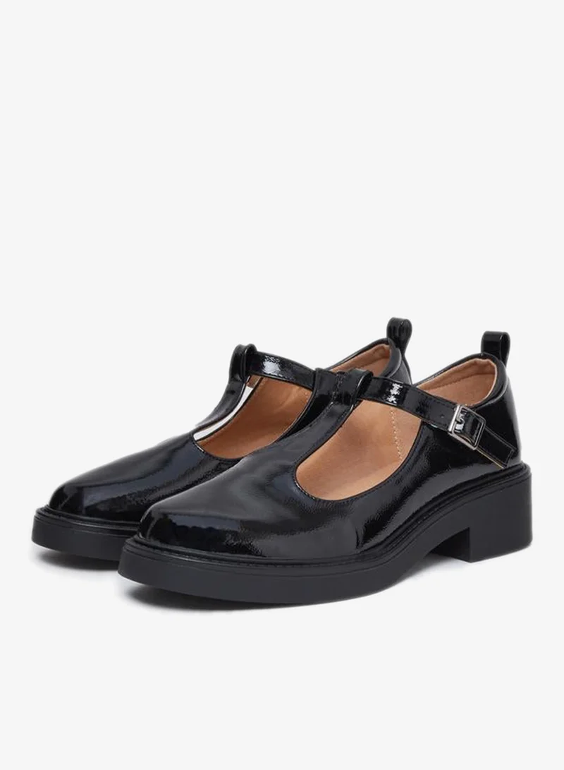 Styli Styli Black Leather Look Mary Jane Shoes
