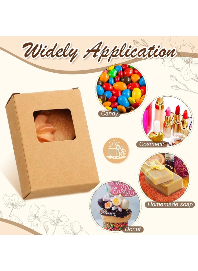 SYOSI Soap Packaging Boxes, Kraft Window Packaging for Handmade Soap and Gifts, Durable Recyclable Box for Cookies Candy or Small Treats, Easy Assembly 3.5 x 2.6 x 1.2 Inch, Brown 100 Pack - Image 3