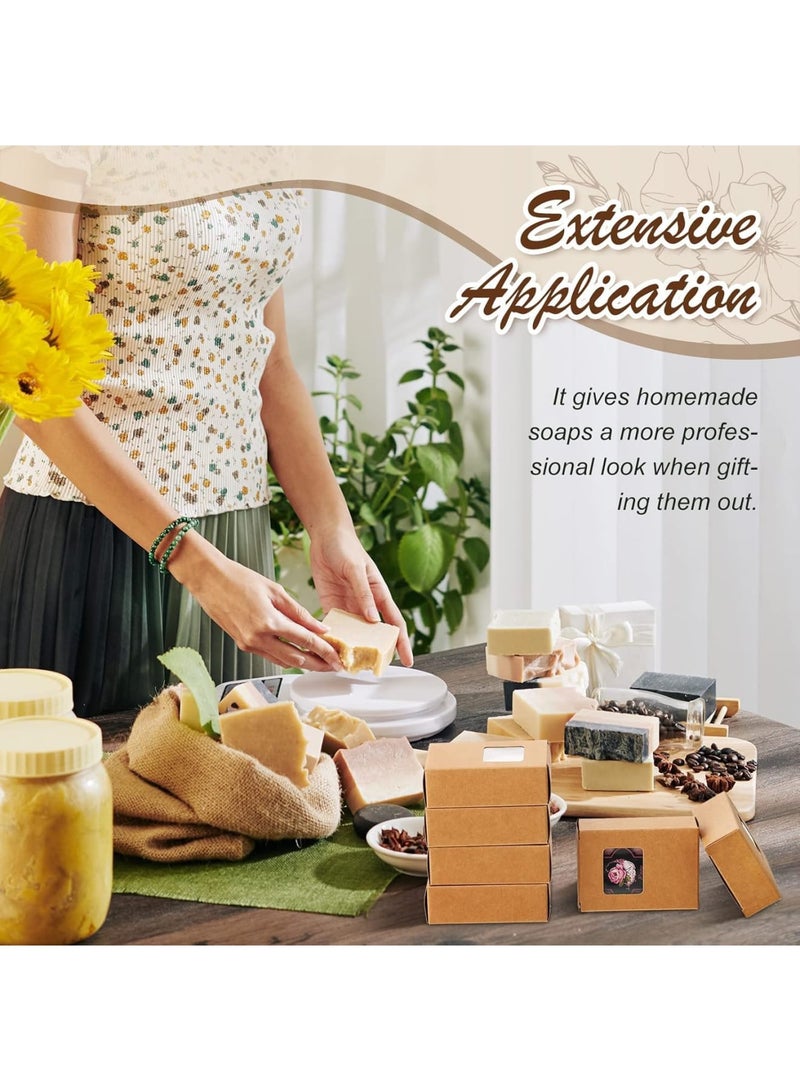 SYOSI Soap Packaging Boxes, Kraft Window Packaging for Handmade Soap and Gifts, Durable Recyclable Box for Cookies Candy or Small Treats, Easy Assembly 3.5 x 2.6 x 1.2 Inch, Brown 100 Pack - Image 5