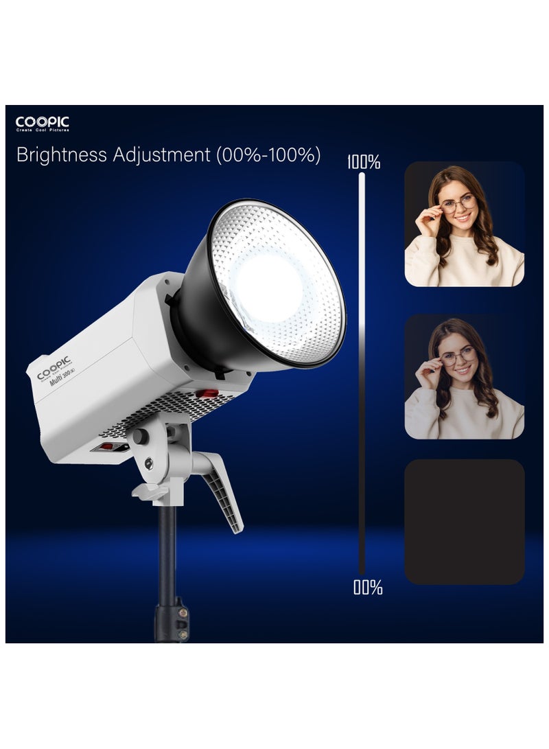 COOPIC Multi 300Bi 300W Bi-Color LED Video Light – High CRI >97, 35000LM, Stepless Dimming 0-100%, 2800K-6500K, 2.4G Remote & App Control Bowens Mount Built-in Cooling & Temp Protection – Studio Light - Image 5