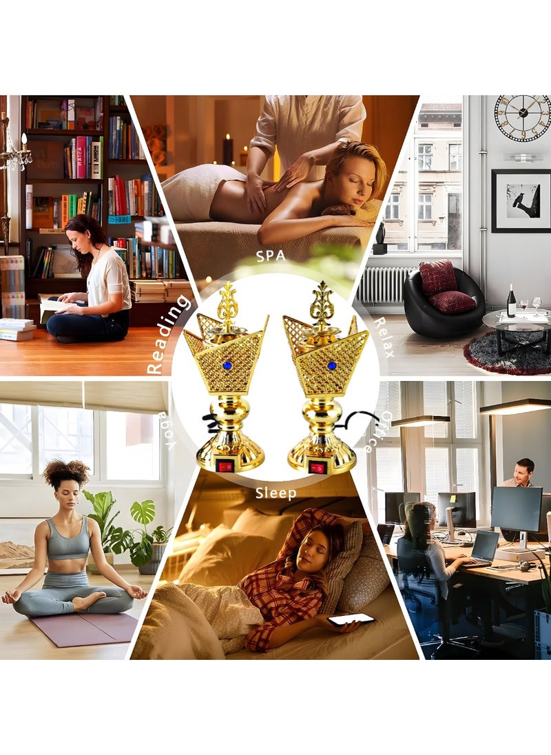بخور بوسيدين حامل بخور عود كهربائي مميز تصميم فاخر لعطور المنزل والمكتب - قطعتين  - Image 2
