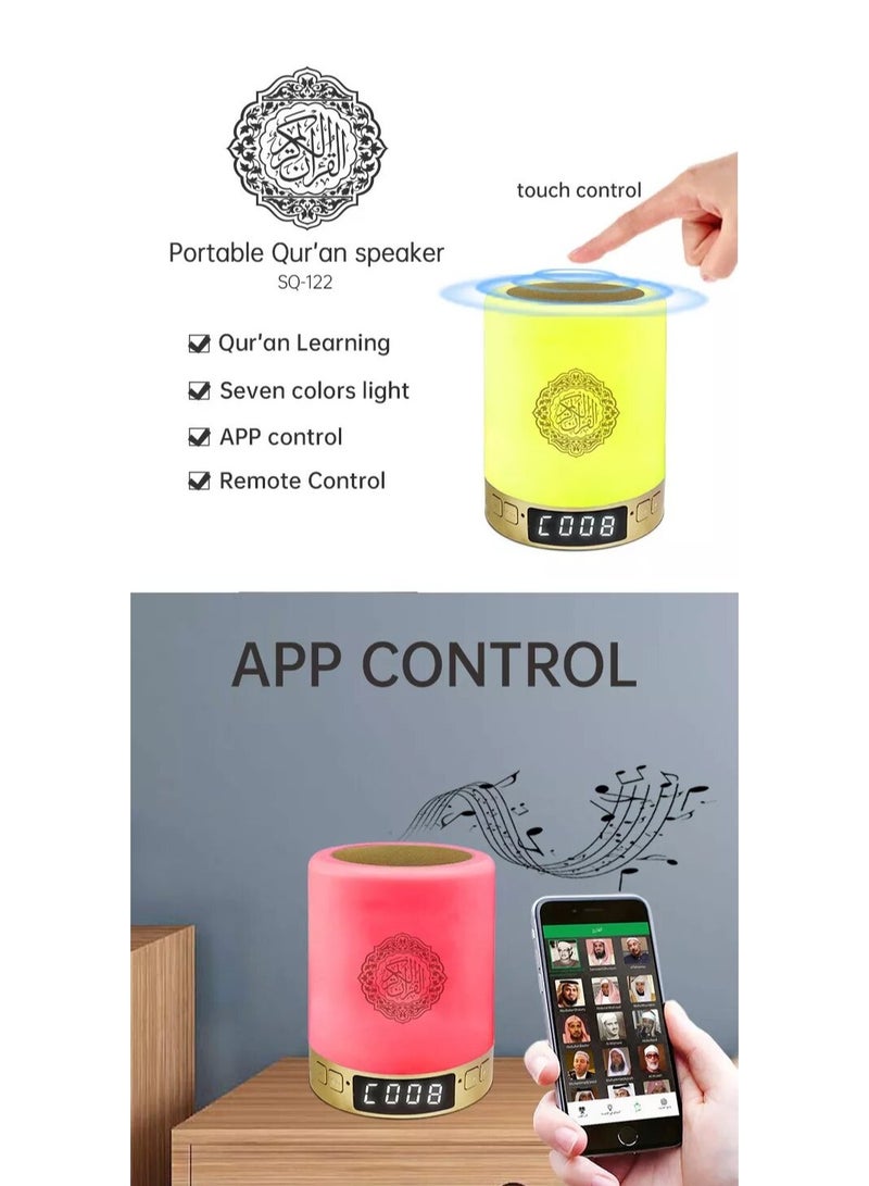 إيكوانتو SQ-122 Touch Lamp Azan Clock Qur'an Speaker, With 7 Changeable Colourful Lights, Touch/Remote/Bluetooth /Phone Application Control - Image 4