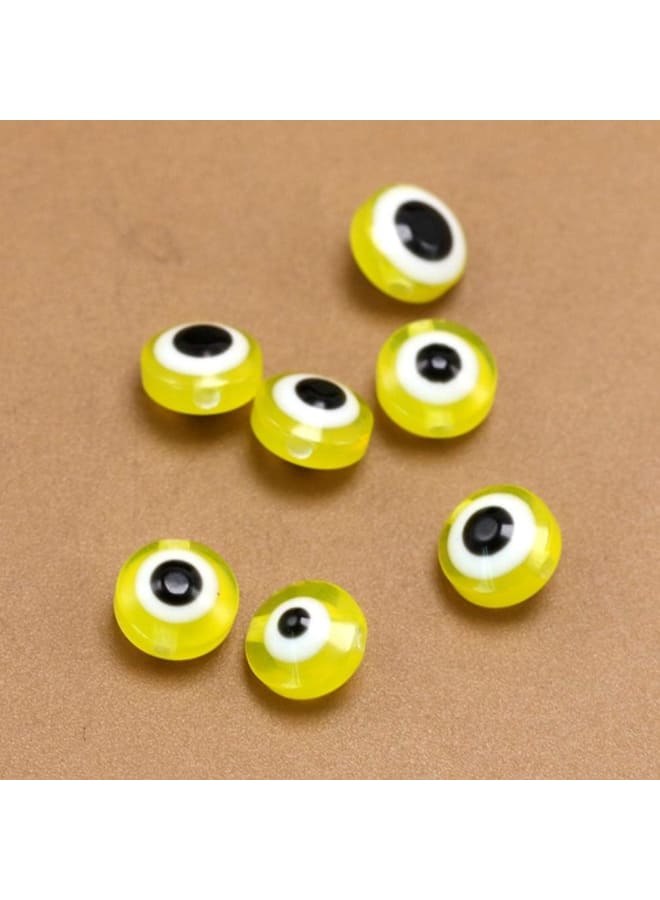 Amosfun 100 قطعة من خرز العين الغاضبة خرز مقلة العين البلاستيكي خرز لامبورك الساحر خرز فاصل للحرف اليدوية والأساور والقلادات وإكسسوارات صناعة المجوهرات أصفر، 0,8 * 0,5 * 0,5 سم، بلاستيك، بلاستيك - Image 2