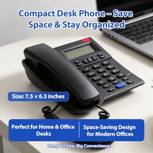 Sacumea Corded Landline Phone with Caller ID, Landline Phones for Home Office, Speaker Phone with Redial, Speed Dial, Caller Indicator Light Feature, Telephone Landline Phones Adjustable Ringer: High/Low/Off - Image 4