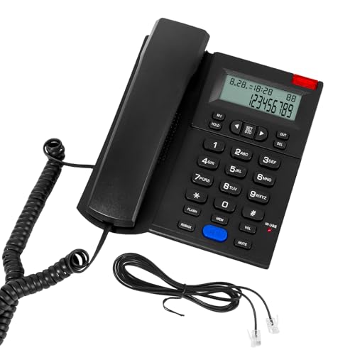 Sacumea Corded Landline Phone with Caller ID, Landline Phones for Home Office, Speaker Phone with Redial, Speed Dial, Caller Indicator Light Feature, Telephone Landline Phones Adjustable Ringer: High/Low/Off - Image 1
