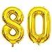 SINBEE 40 Inch Gold 80 Number Balloons Giant Jumbo Helium Mylar Foil Gold Number Balloons for Birthday Gold Mylar Digital Balloons for 80th Birthday Anniversary Party Decorations Supplies - Image 2