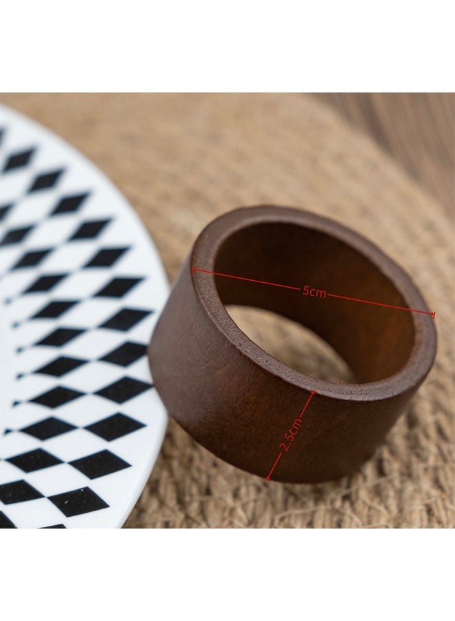 Set of 6 Handcrafted Rustic Wooden Napkin Rings, Natural Solid Wood Farmhouse Boho Table Decor for Weddings, Thanksgiving, Holiday Dinners & Everyday Dining - Image 2