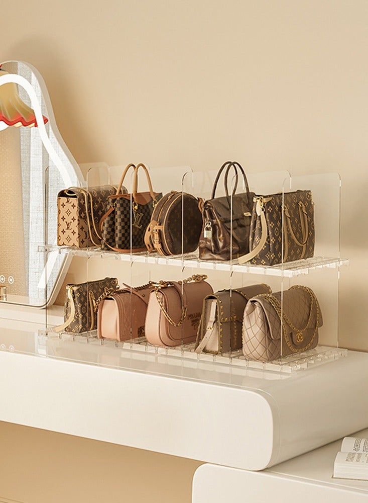 1pcs Acrylic Stackable Bag Storage Rack Adjustable Clear Women Totebag Organizers for Closet Shelf Divider Household Handbag Purse Separator Organizers - Image 1