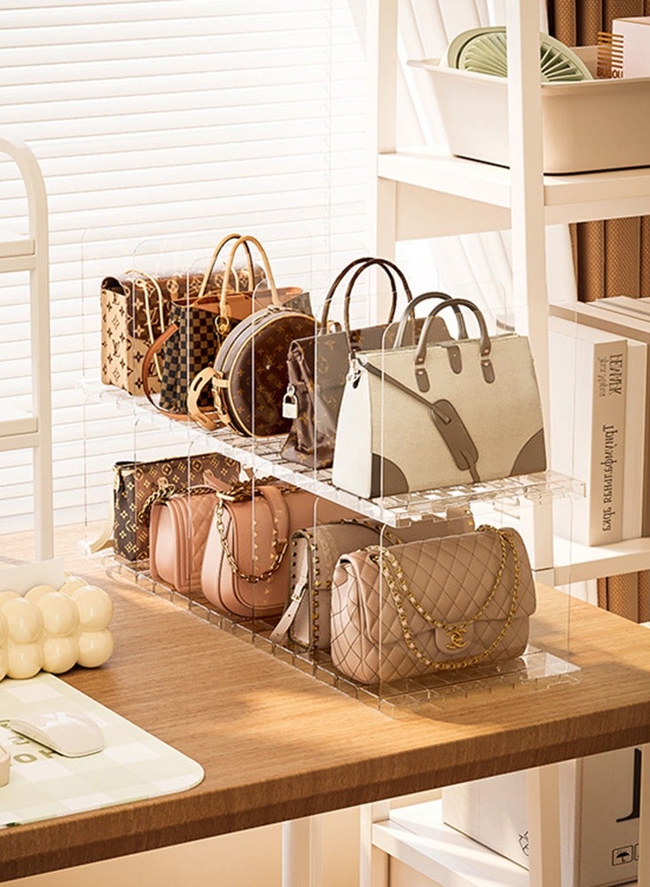 1pcs Acrylic Stackable Bag Storage Rack Adjustable Clear Women Totebag Organizers for Closet Shelf Divider Household Handbag Purse Separator Organizers - Image 3
