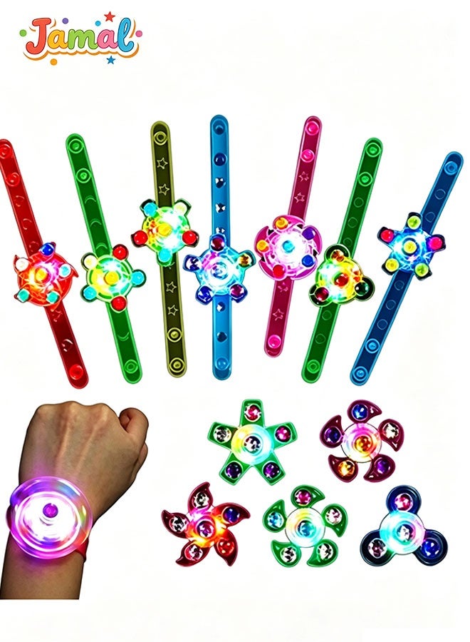 Jamal LED Light Up Fidget Spinner Bracelets 8 Pack Glow in The Dark Kids Toys for Parties Birthday Gifts Carnival Prizes Goodie Bag Stuffers Ages 4-12 - Image 1