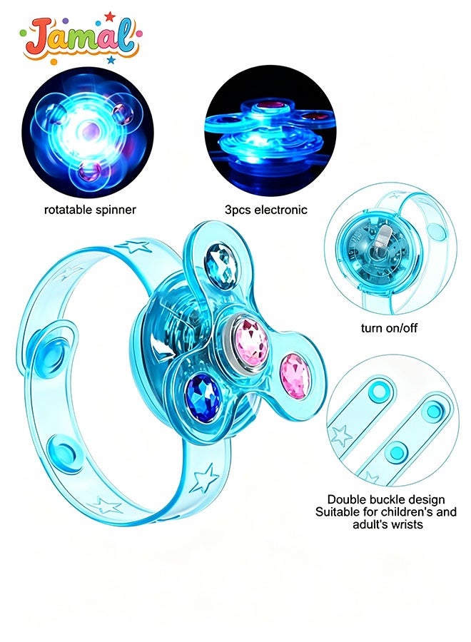 Jamal LED Light Up Fidget Spinner Bracelets 8 Pack Glow in The Dark Kids Toys for Parties Birthday Gifts Carnival Prizes Goodie Bag Stuffers Ages 4-12 - Image 3