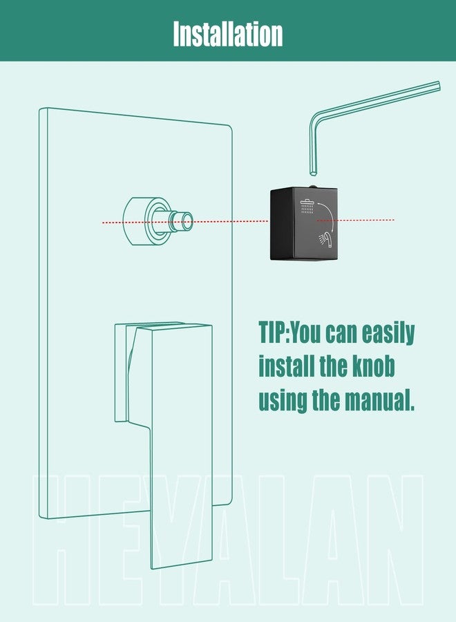 Heyalan Shower Diverter Knob 2 functions Shower Water Flow Converter Square Matte Black - Image 3
