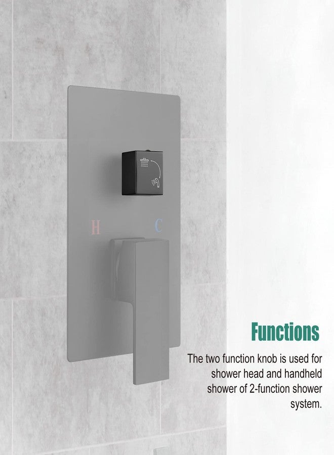 Heyalan Shower Diverter Knob 2 functions Shower Water Flow Converter Square Matte Black - Image 5