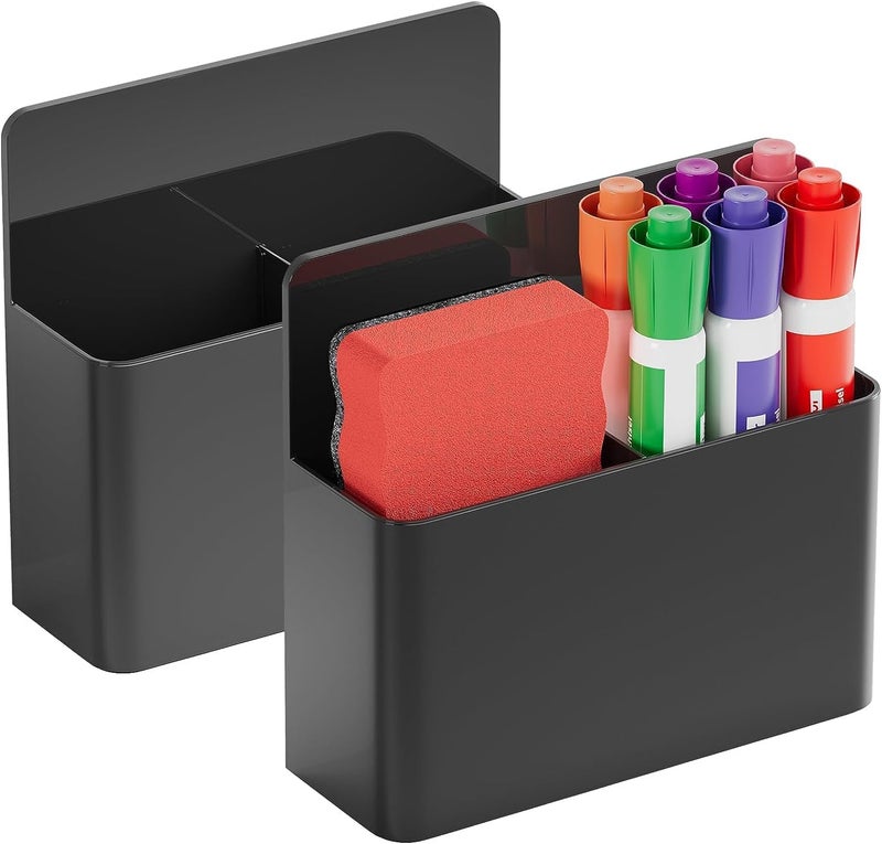 YHRY 100 Pcs Dry Erase Marker Holder, Magnetic Pen Holder for Fridge, Dry Erase Board and Locker Organizer, Large Capacity, Remote Control Holder for Wall Marker Holder, Whiteboard Accessories - Image 1