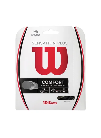 Wilson Sensation Plus Tennis String Gauge 16 (1.34mm) - Set 40 ft / 12.2 m, Black