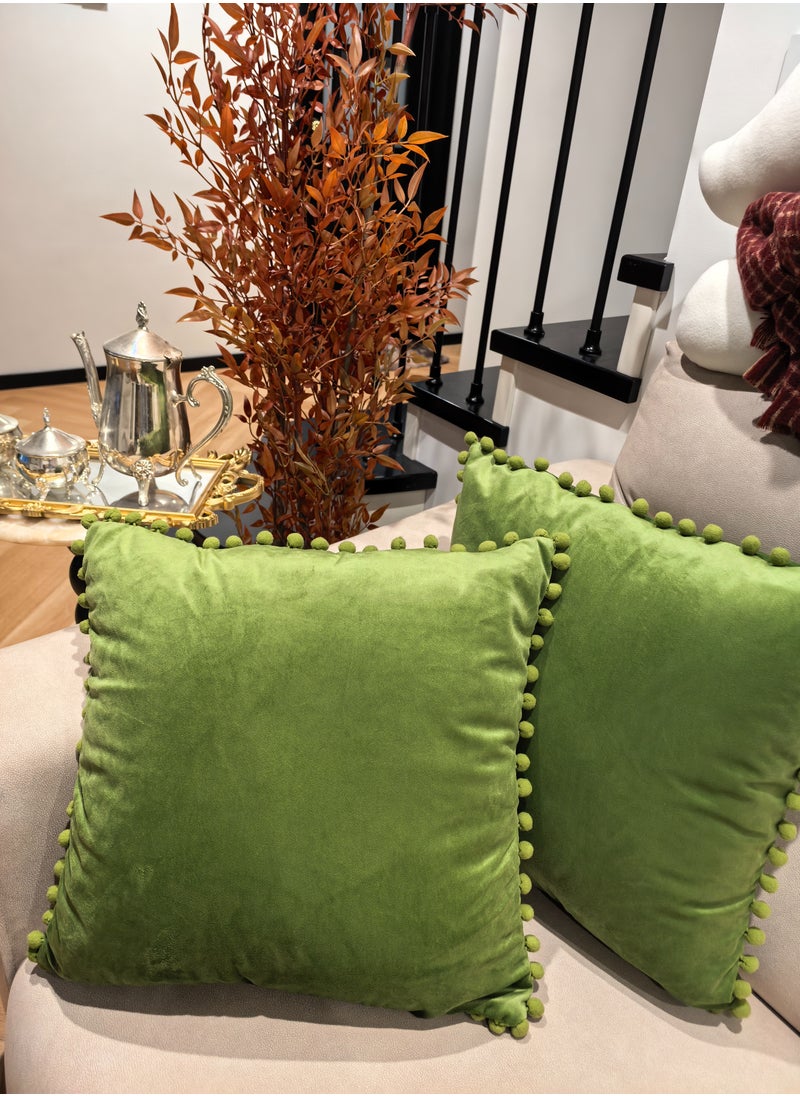 Generic Pack of 2,Lovely and warm green Decorative Square Throw Pillow Cover Cushion Covers Pillowcase, Home Decorations for Sofa Couch Bed Chair 18x18 Inch/45x45 cm  - Image 1