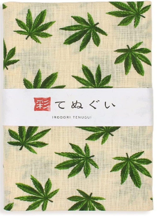 KOMESICHI irodori Japanese Traditional Towel Tenugui 12.99 x 34.64 in with Tenugui Iroha (English Manual) (Maple) - Image 1