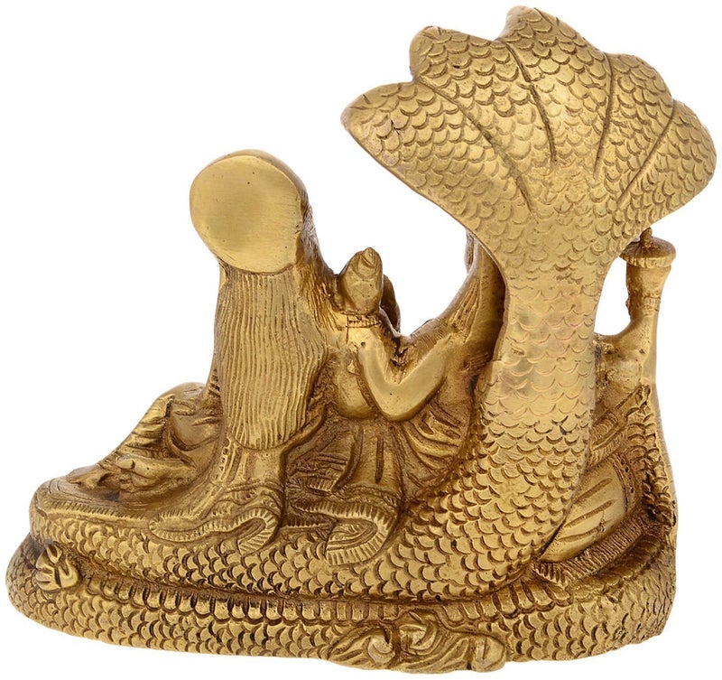 Idol Collections Brass Vishnu-Lakshmi Idol Statue Murti, Height : 6.5 inches - Image 3