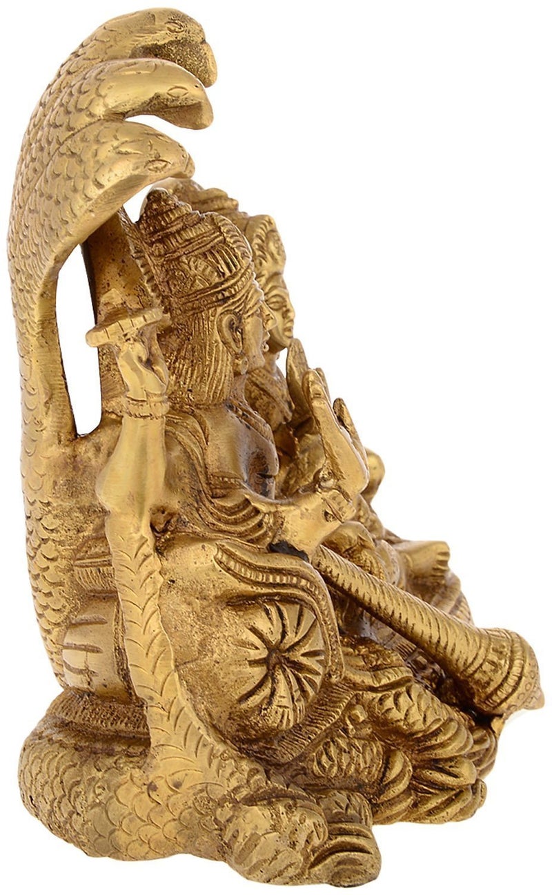 Idol Collections Brass Vishnu-Lakshmi Idol Statue Murti, Height : 6.5 inches - Image 2