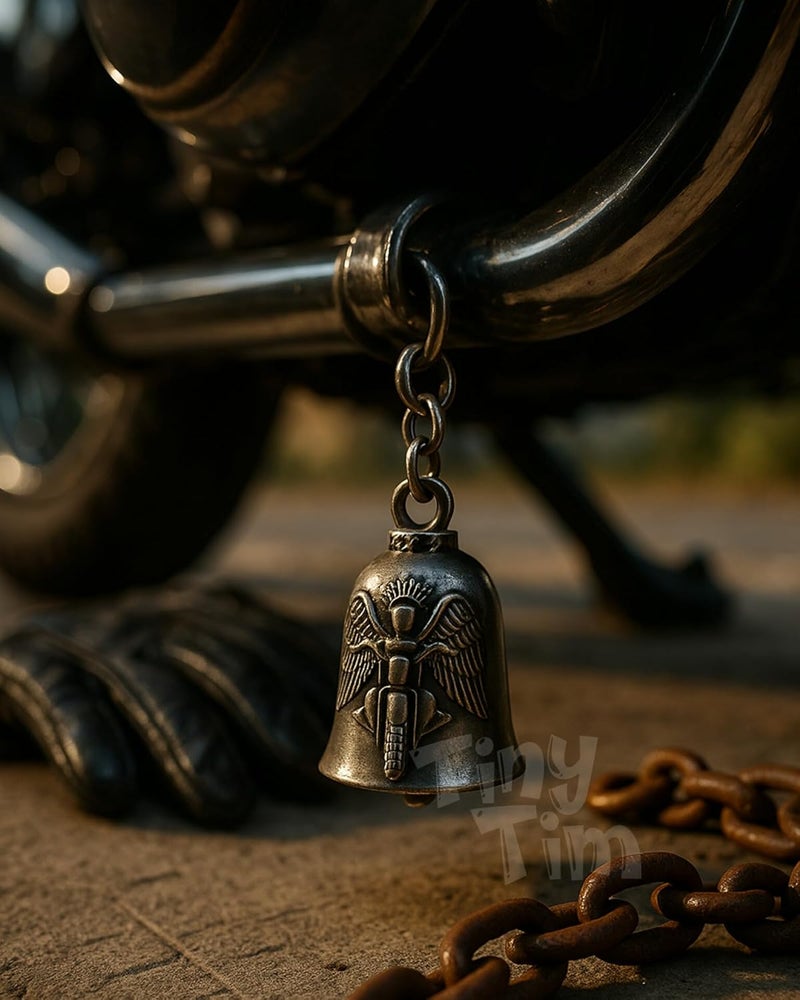 Tiny Tim Store Guardian Bell with Evil Eye Charm – Protective Motorcycle & Car Accessory – Tibetan-Inspired Design – Wards Off Negative Energy – Ideal Gift for Bikers & Travelers - Image 5