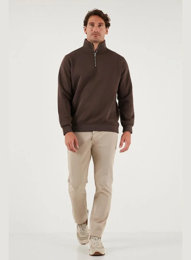 بوراتي بلوزة قطنية بياقة واقفة وسحاب نصفي رجالي من بوراتي