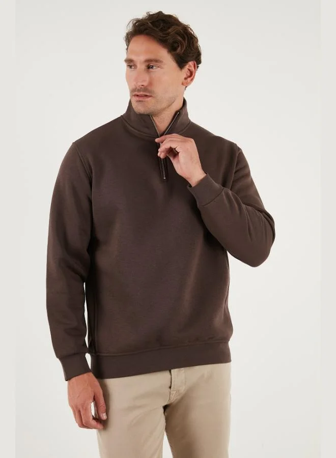 Buratti Cotton Regular Fit Half Zipper Stand Collar Sweat Men's SWEAT 59052592