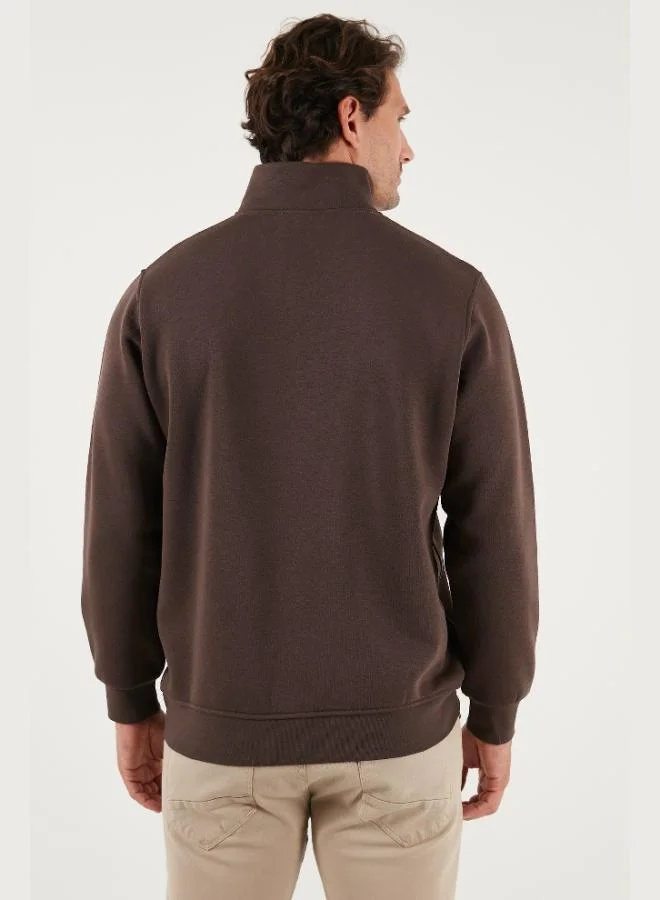 Buratti  Buratti Cotton Regular Fit Half Zipper Stand Collar Sweat Men's SWEAT 59052592 for Men | Best Price UAE