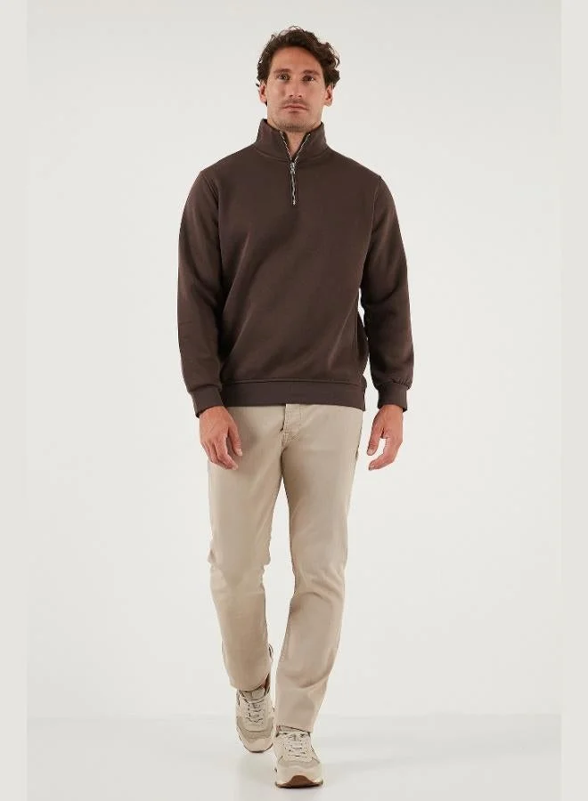 Buratti  Buratti Cotton Regular Fit Half Zipper Stand Collar Sweat Men's SWEAT 59052592 for Men | Best Price UAE