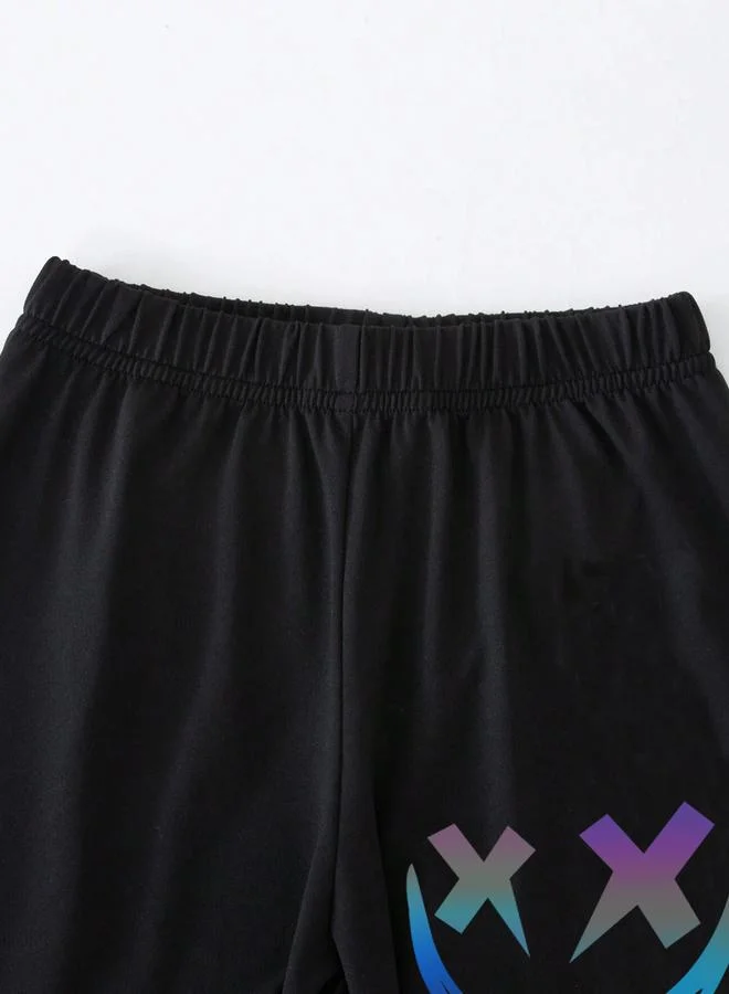 Take Two Take Two Boys Black Graphic Print T-Shirt and Shorts Set