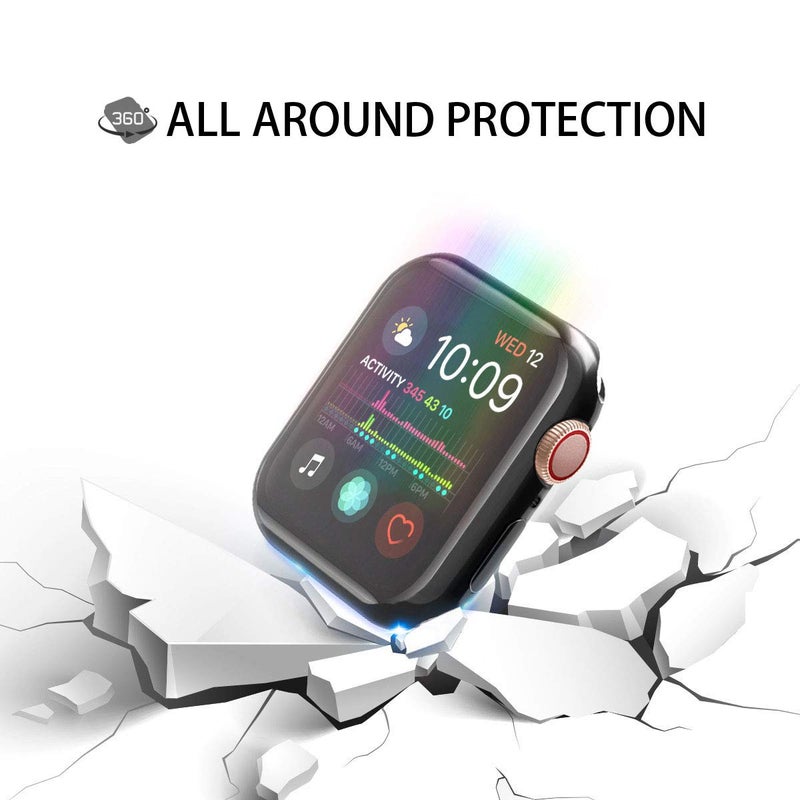 JULK Case for Apple Watch Series 6/SE/5/4 44mm [2-Pack] - TPU HD Ultra-Thin Cover (1 Black+1 Transparent) - Image 3