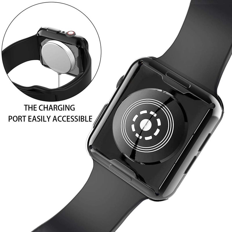 JULK Case for Apple Watch Series 6/SE/5/4 44mm [2-Pack] - TPU HD Ultra-Thin Cover (1 Black+1 Transparent) - Image 5