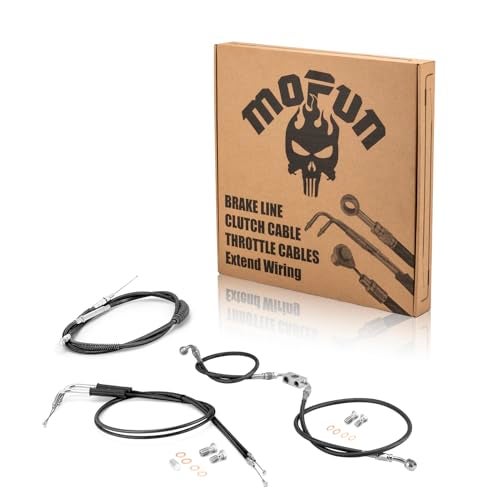 Mofun ABS Upper Hydraulic Front Brake Line Throttle and Idle Cable Kit Clutch Cable Compatible with Harley Dyna Street Bob Switchback Wide Glide 20122017 Fit 1214 Handlebar Black - Image 1