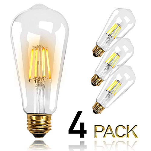Groeien 4Watt LED Filament Light Bulb for Restaurant,Home,Yellow(pack of 4) - Image 2