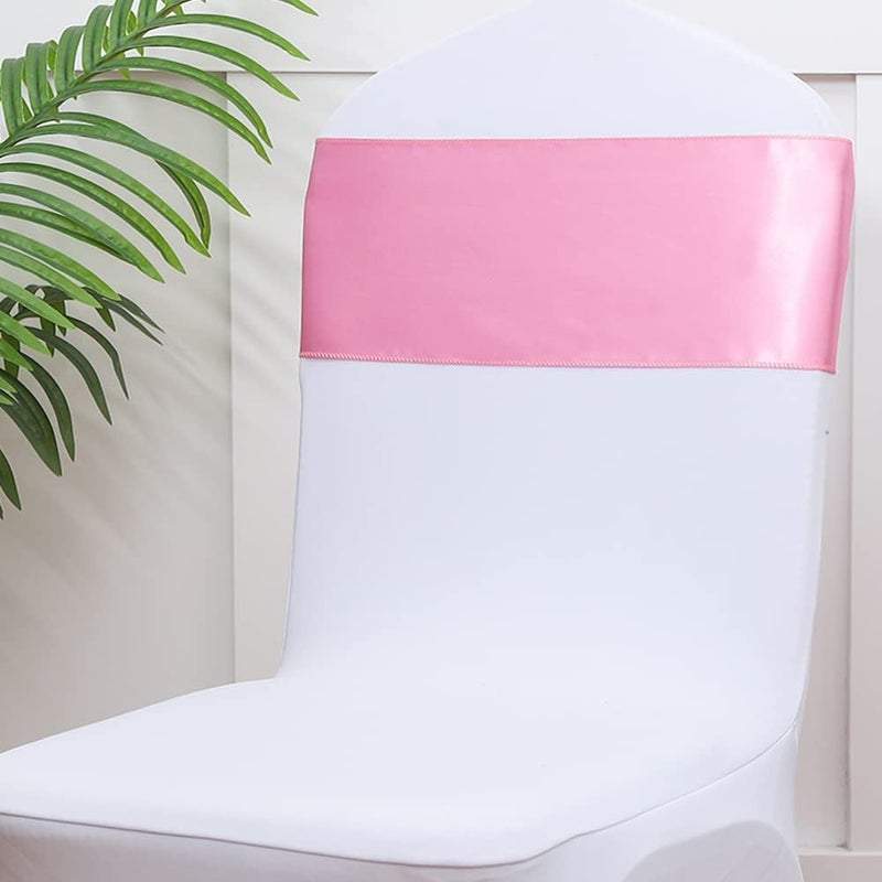 Gankar Satin Wedding Chair Sashes Bows 7x108'' Party Dinning Room Chairs Accessories Knots Ties for Marry Reception Birthday Banquet Baby Shower Christmas Celebration Decor Event (50 Pieces  Pink) - Image 3