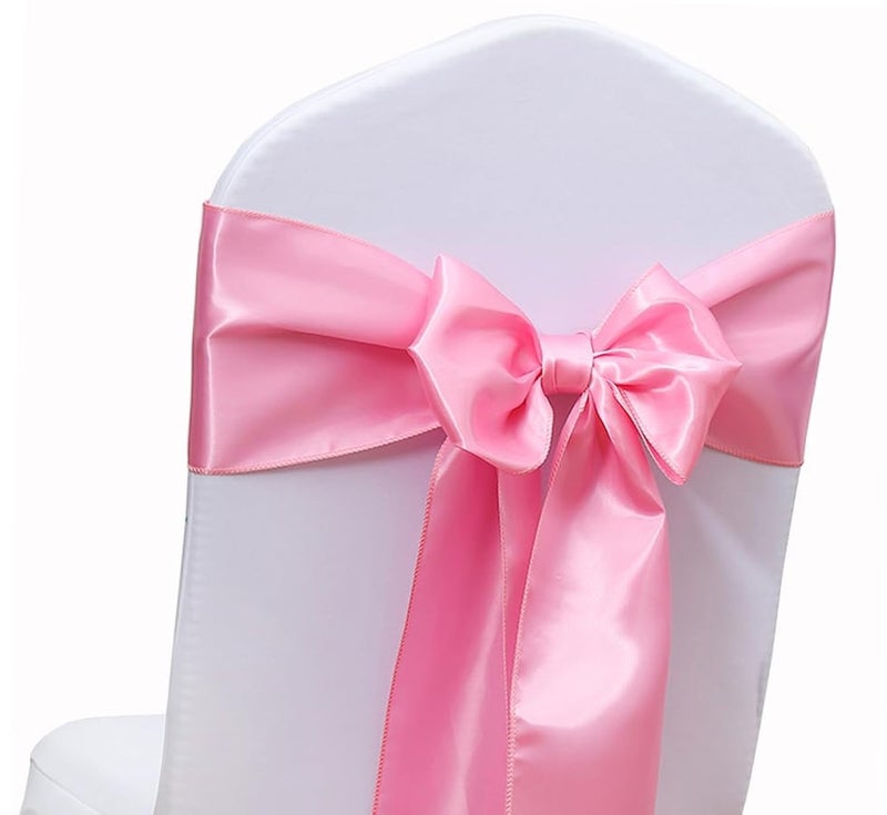 Gankar Satin Wedding Chair Sashes Bows 7x108'' Party Dinning Room Chairs Accessories Knots Ties for Marry Reception Birthday Banquet Baby Shower Christmas Celebration Decor Event (50 Pieces  Pink) - Image 1