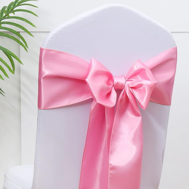 Gankar Satin Wedding Chair Sashes Bows 7x108'' Party Dinning Room Chairs Accessories Knots Ties for Marry Reception Birthday Banquet Baby Shower Christmas Celebration Decor Event (50 Pieces  Pink) - Image 4