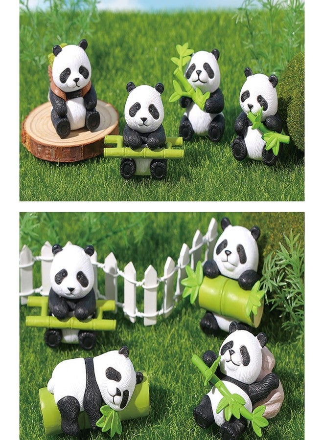 KnocKconK 4 Pack Panda Car Decoration, Fish Tank Decorations, Cute Lively Panda Aquarium Decoration, Animal Fish Tank Display Decor, Bamboo Ornament Artificial Resin Accessories. (Set 2) - Image 4