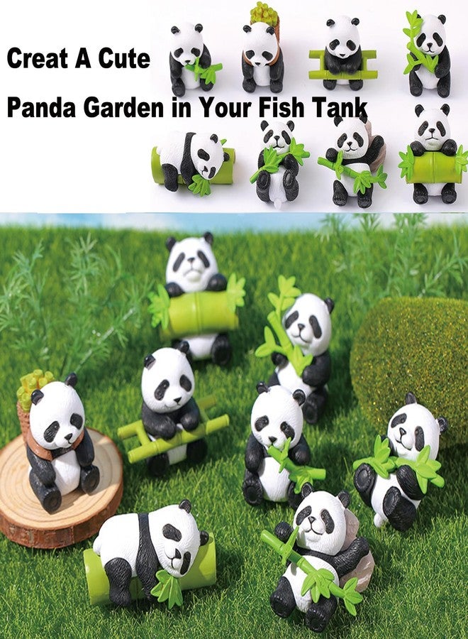KnocKconK 4 Pack Panda Car Decoration, Fish Tank Decorations, Cute Lively Panda Aquarium Decoration, Animal Fish Tank Display Decor, Bamboo Ornament Artificial Resin Accessories. (Set 2) - Image 5