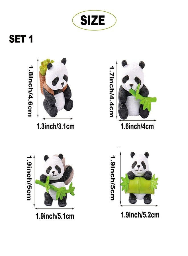 KnocKconK 4 Pack Panda Car Decoration, Fish Tank Decorations, Cute Lively Panda Aquarium Decoration, Animal Fish Tank Display Decor, Bamboo Ornament Artificial Resin Accessories. (Set 2) - Image 2