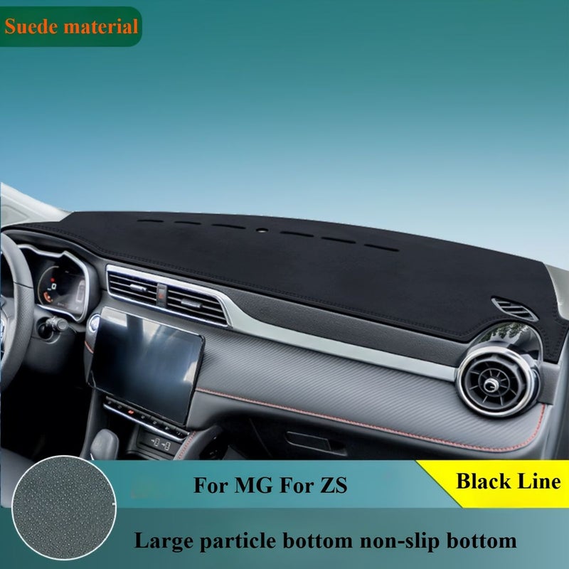 Black Line Dashboard Cover Sunshade Pad Premium Synthetic Suede Non Slip For MG ZS 2017 2023 - Image 1